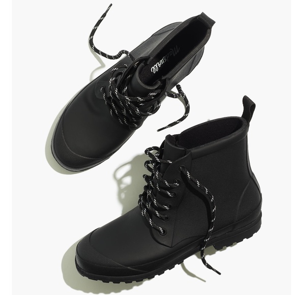 Madewell Shoes - New MADEWELL The Lace-Up Lugsole Rain Boot in Black